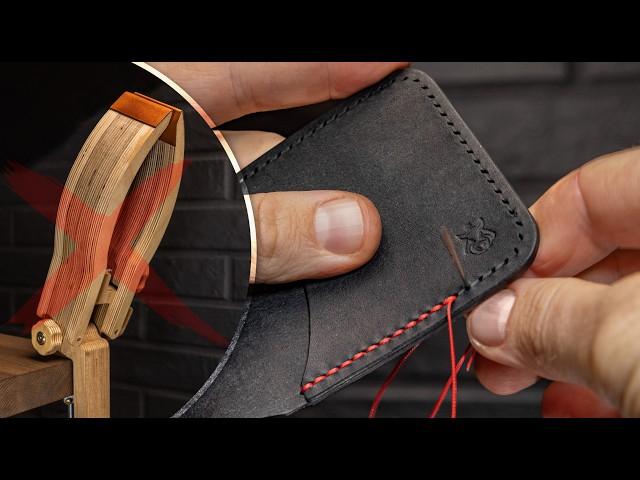 Stitching leather free-hand without pony🪡 My technique Why I don't use stitching pony?