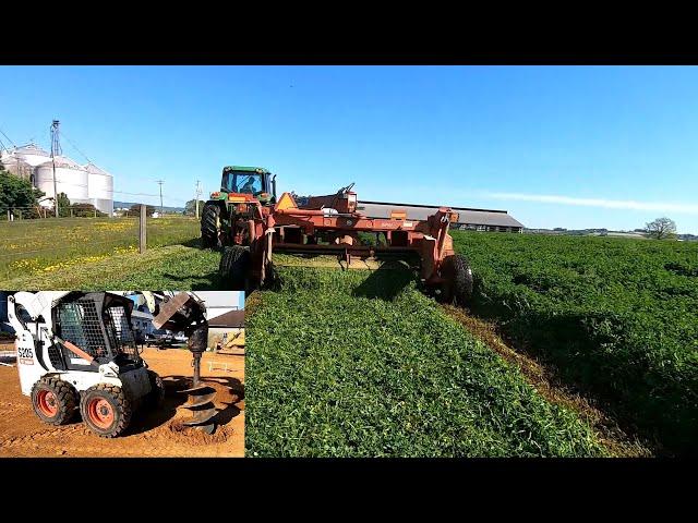 Mowing 1st Cutting Alfalfa & Digging Post Holes