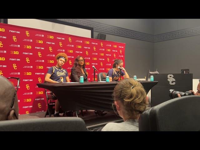 Notre Dame's Niele Ivey, Hannah Hidalgo, and Sonia Citron Postgame Press Conference after win at USC