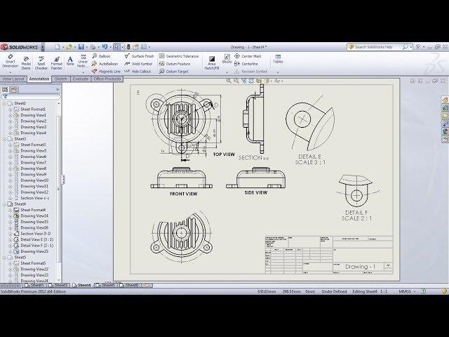 SolidWorks Drawing / Drafting Tutorial for Beginners - 1 | SolidWorks Drawing Basics | Drawing Views