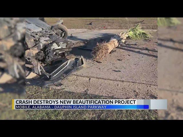 Dauphin Island Parkway car accident damages newly revitalized area