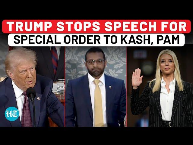 On Cam: Trump's Special Order To Kash Patel, Pam Bondi During Congress Speech| FBI| USA| Police