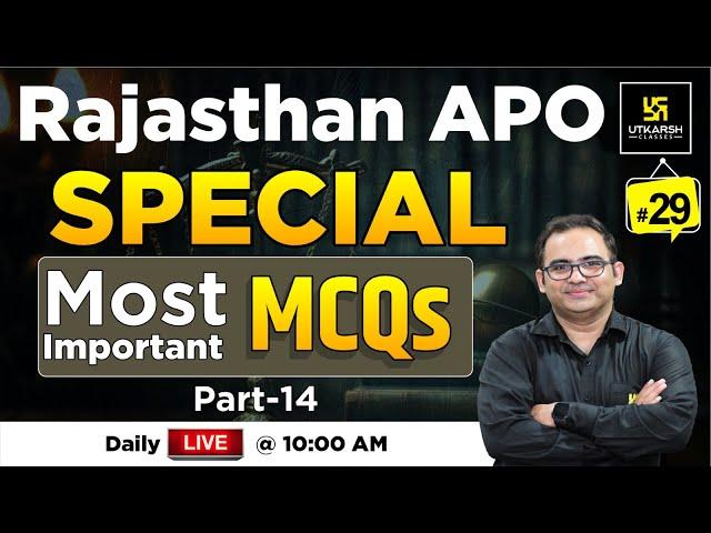 Rajasthan APO Special L-29 Most Imp MCQs | Utkarsh Law Classes | Sanyog Sir
