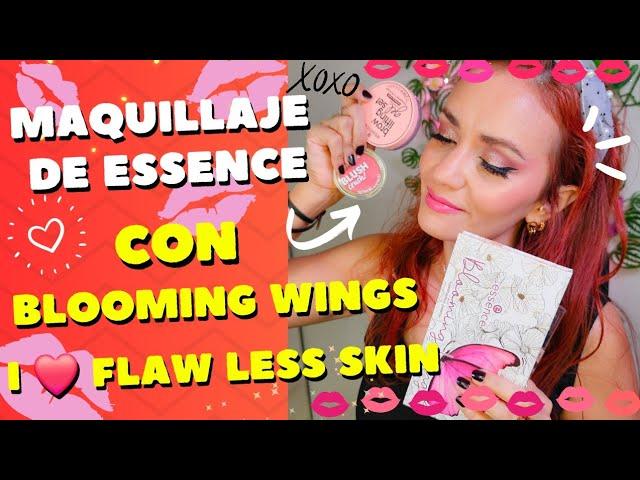 Maquillaje tono MALVA La paleta Blooming Wings de ESSENCE la base I Flaw Less skin y Brow lifting