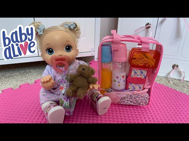 Baby Alive Doll Packing Diaper Bag for Daycare Morning Routine