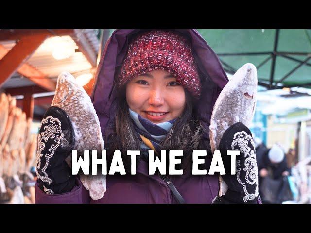 What I Eat in a Day in the Coldest City on Earth −71°C (−95°F) Sakha Cuisine & Grocery Shopping