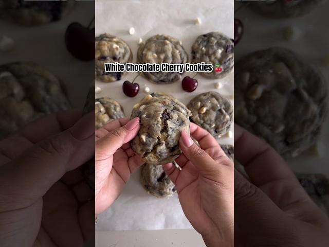 White Chocolate Cherry Cookies #bakingrecipe #baking #bakingtherapy #easyrecipe #cookierecipe #bake