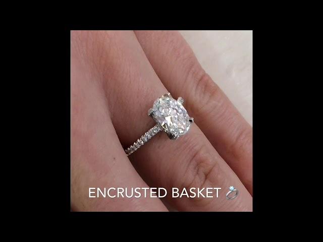 Oval Diamond Pave Basket Cathedral Style Engagement Ring