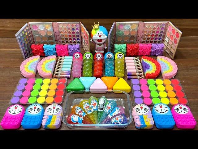 DORAEMON GLITTERS PIPING BAGS | Mixing random into Glossy Slime I Relaxing slime videos