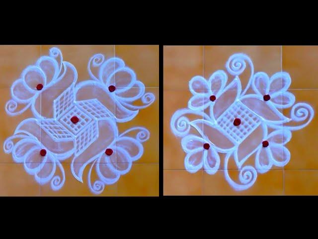 Attractive Rangoli || Easy muggulu || Simple kolangal ||5×5 dots || Thiru Aarooran kolangal