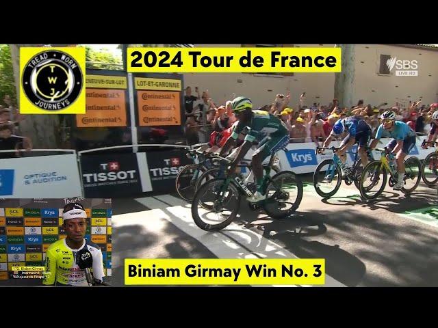 Biniam Girmay Win No. 3 | 2024 Tour de France | Stage 12 | ሃገራዊ ጅግና ቢንያም ጊርማይ | Sprint