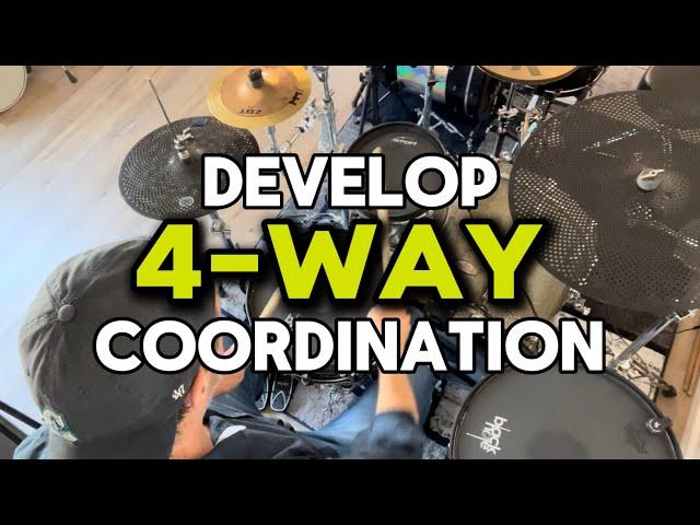 Develop and improve 4 Way coordination on drum set with this beginner drummer exercise