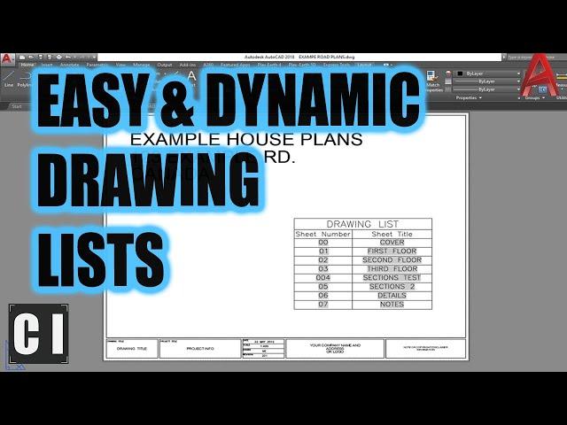 Easy Dynamic Drawing Lists in AUTOCAD! Create a Sheet List in Minutes | 2 Minute Tuesday