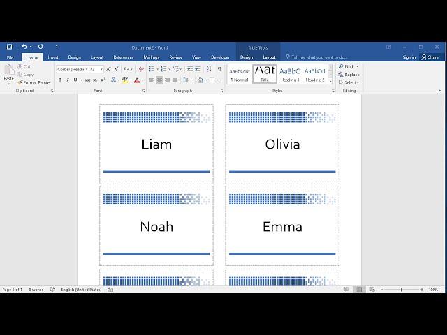 How to create name badges in Word