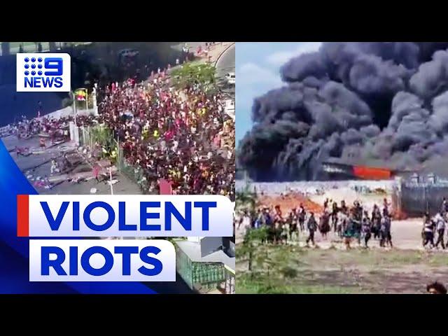 Violent riots erupt in Papua New Guinea, killing multiple people | 9 News Australia