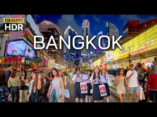  4K HDR | Night Walk in Downtown Bangkok 2024 - Asia's most beautiful and modern city