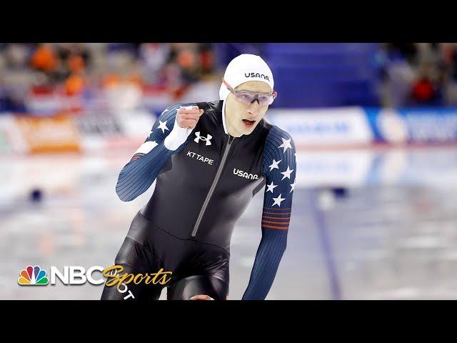 American sensation Jordan Stolz glides to 1000m World Cup win to cap breakthrough year | NBC Sports