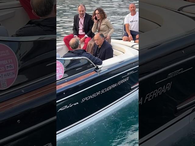 Ferrari’s team principal, Frédéric Vasseur, in a Riva Iseo at the Monaco Grand Prix 