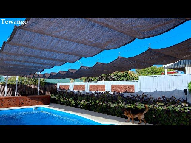 Customize Retractable Wave Sun Shade Net, Sliding Canopy For Pergola