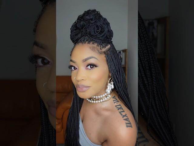 Pin Curls on Knotless Braids #braids #braidstyles #knotlessbraids