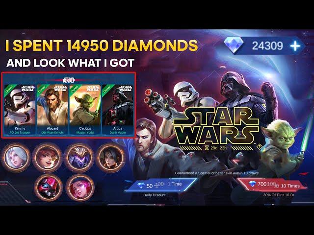I Spent 14950 Diamonds in the Starwars Event And got a lot of limited skins