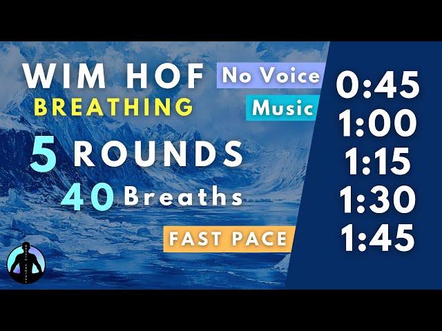 WIM HOF Guided Breathing | 40 Breaths 5 Rounds Fast Pace | Up to 1:45min | No Voice