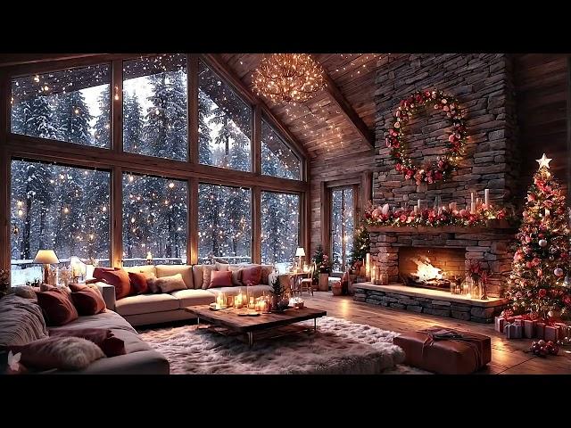 Relaxing Fireplace with Instrumental Christmas Music 4k  Fireplace Christmas Music  Yule Log 