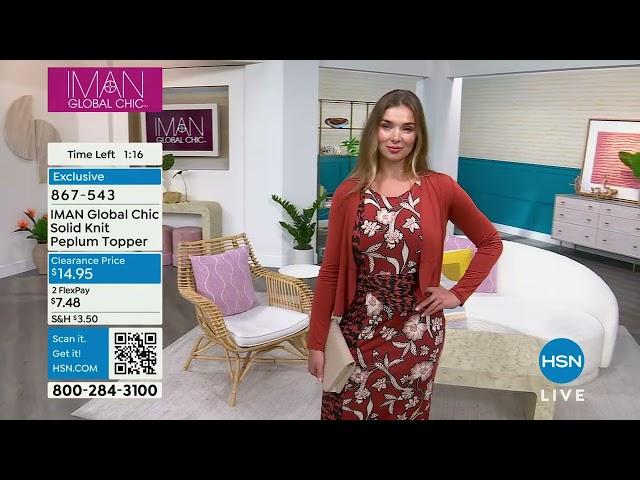 IMAN Global Chic Solid Knit Peplum Topper