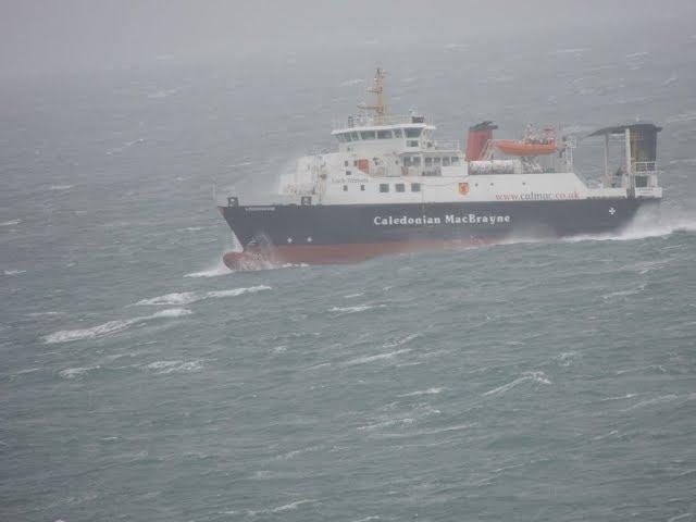 Calmac ferry in Stormy Sea