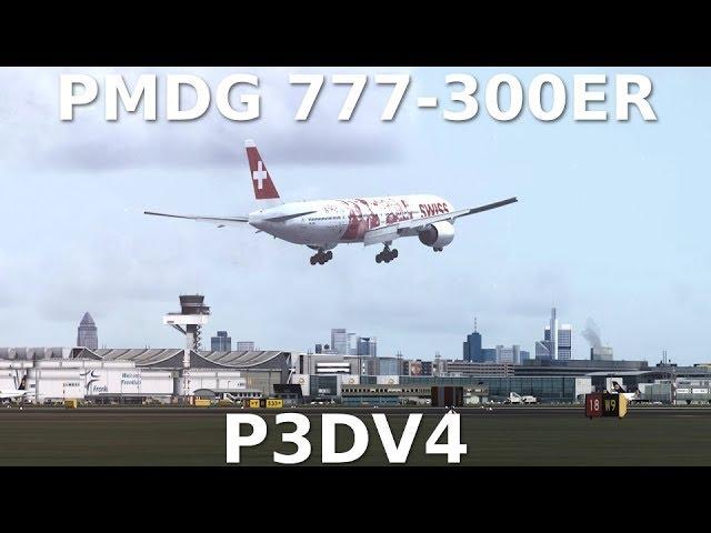 [P3Dv4] 777-300ER SWISS landing at FRANKFURT Airport