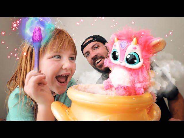 ADLEY made a MAGiC PET!!  Kids mix a Magical Potion to create a new friend! our baby mixie is born!