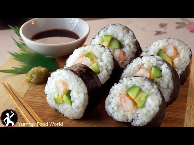 How to make SUSHI at home? Simple and Easy SUSHI recipe for beginners | Yummy Food World