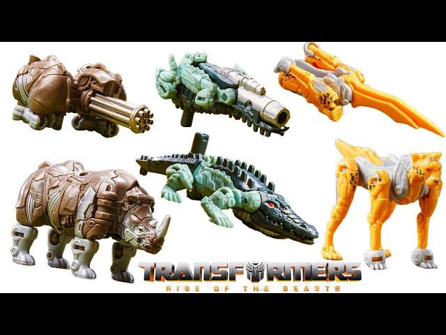 Transformers Rise of the Beasts Toys Battle Masters! Rhinox, Skullcruncher, and Cheetor!