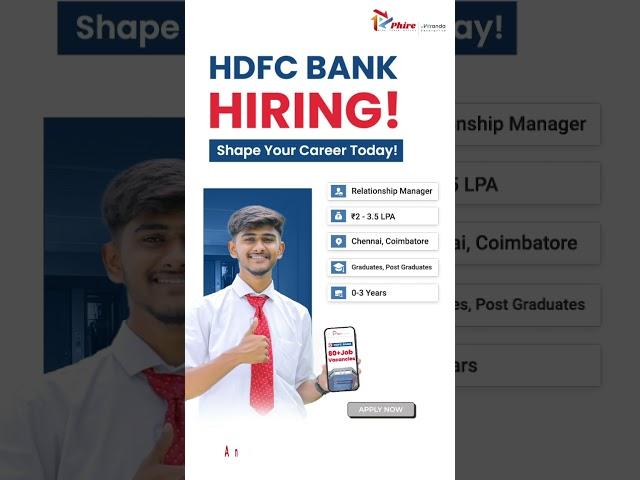 Join HDFC Bank - Start your career with the leading Private bank in India| Veranda PHIRE #ytshorts