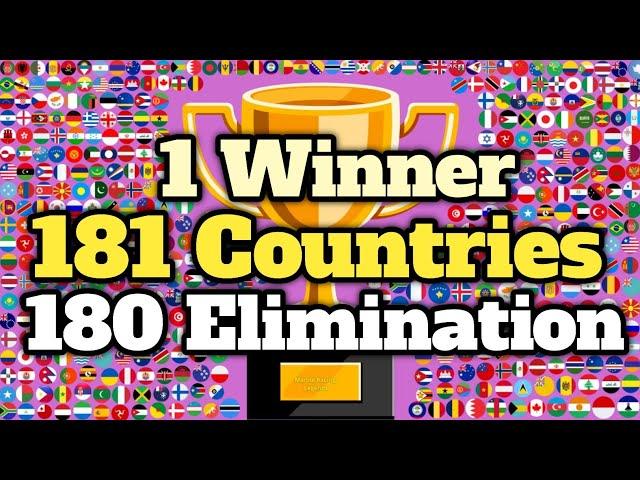 181 Countries & 180 Elimination Marble Race Tournament in Algodoo - World Marble Race