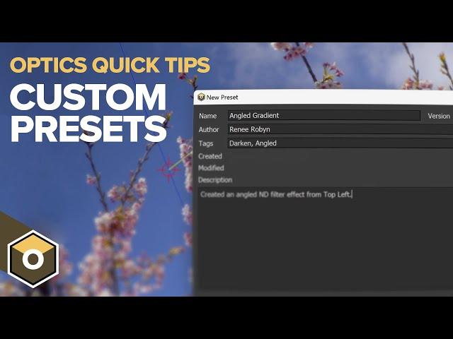 Create Custom Presets - Boris FX Optics Quick Tips