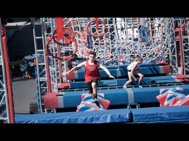 Olivia Kosanovich vs Jonathan Godbout on the American Ninja Warrior Junior Qualifying Course