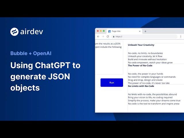 How to integrate your Bubble app with OpenAI & ChatGPT to receive JSON Objects