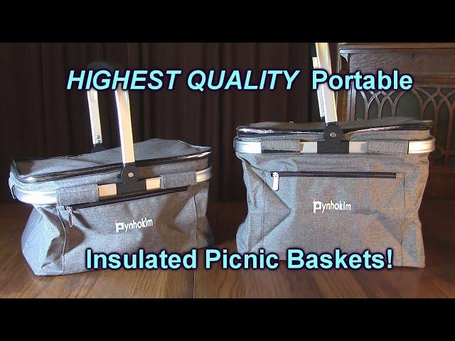 HIGHEST QUALITY  Portable Insulated Picnic Baskets Pynhoklm Brand 2- PACK 22 & 30 liter Size REVIEW