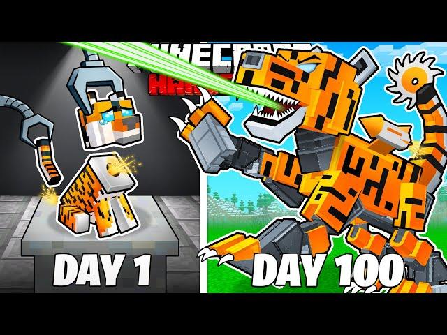 I Survived 100 Days as a MECHA TIGER in HARDCORE Minecraft