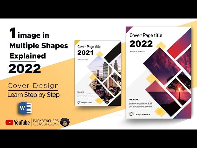 How to Cover page or front page Design 2022 one image in multiple shapes MS word | fully explained