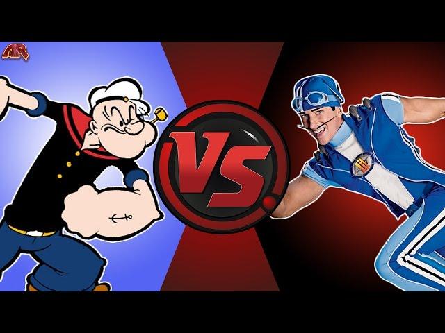 POPEYE vs SPORTACUS! (Popeye vs Lazy Town) Cartoon Fight Club Bonus Episode 10