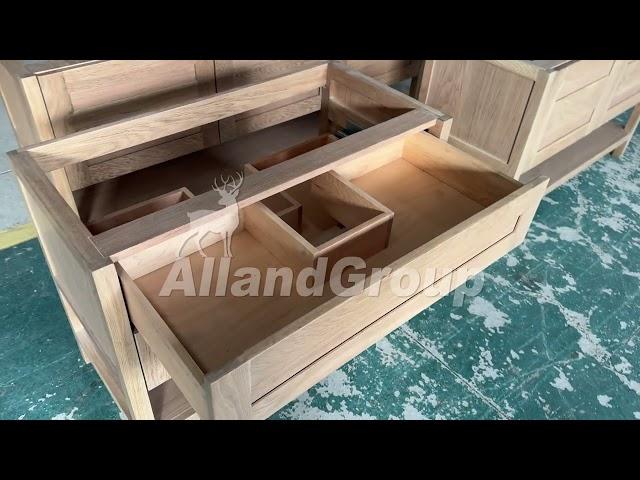 AllandCabinet Bathroom vanity, white oak cabinets, double bowl vanity, custom solid wood vanity