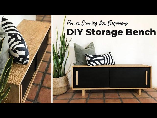 Power Carved Textured Storage Bench | With DIY Plans