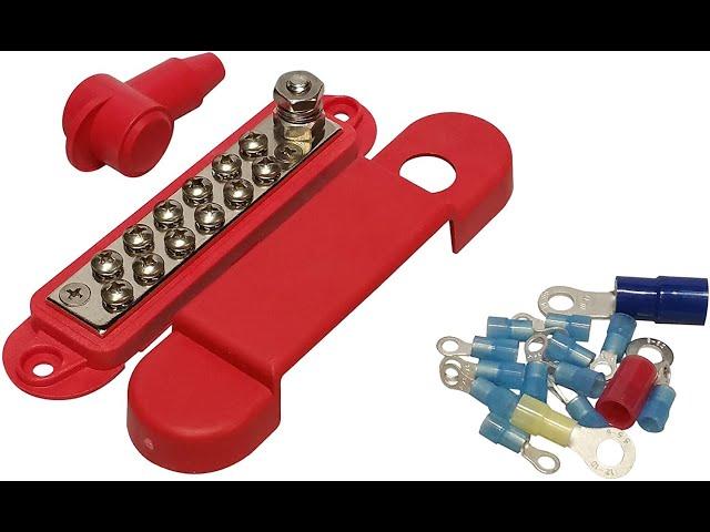 (Red) 12 Terminal Distribution Block -BUSBAR- With Ring Terminals