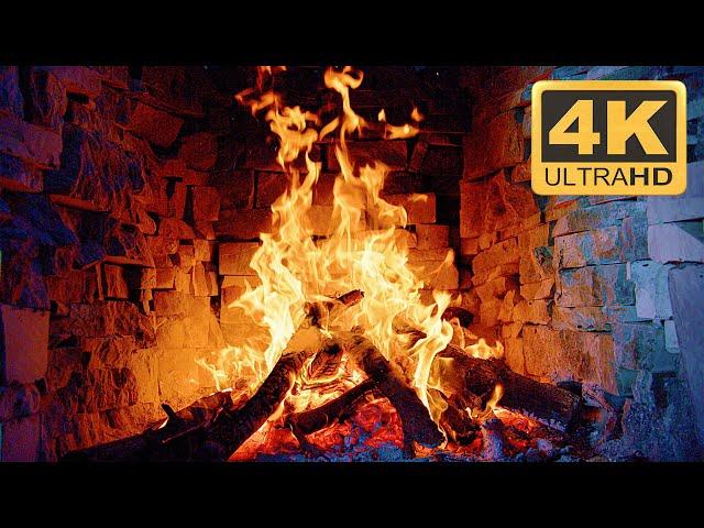 4K ULTRA HD Burning Fireplace on TV & Crackling Fire Sounds  3 HOURS of Relaxing Fireplace Sounds