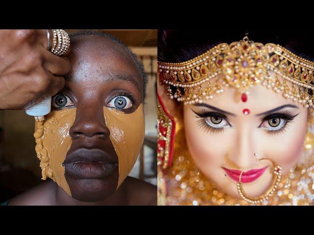 Black Girl Got Transformed Into Indian Bride  Makeup Transformation  Cirurgia Plastica ️