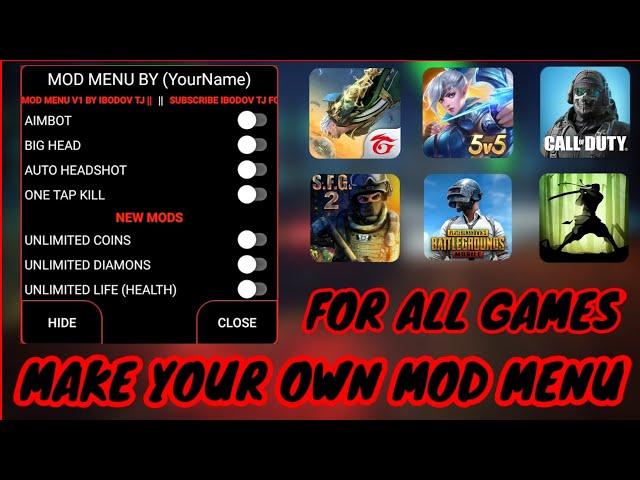 HOW TO MAKE YOUR OWN MOD MENU FOR ANY GAMES | NEW PROJECT AIDE | PORT 1