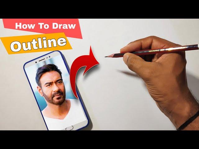 Ajay Devgan drawing from bhuj | Outline tutorial (Grid Method)