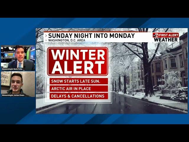 Massive winter storm will bring snow to DC Sunday night, several inches expected in many areas